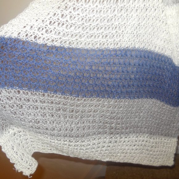 Scarf Knit Stripe White Blue Lurex Long winter - Picture 5 of 8